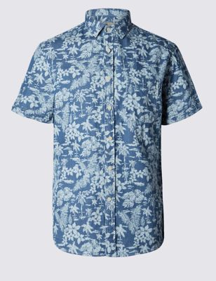 Pure Cotton Short Sleeve Floral Shirt